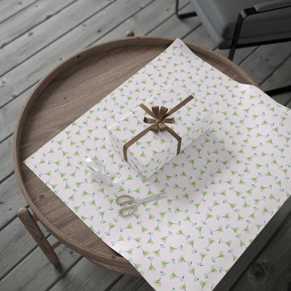 Gift Wrap | Mini Blush Pink Watercolor Martini Tossed Pattern | Matte or Glossy