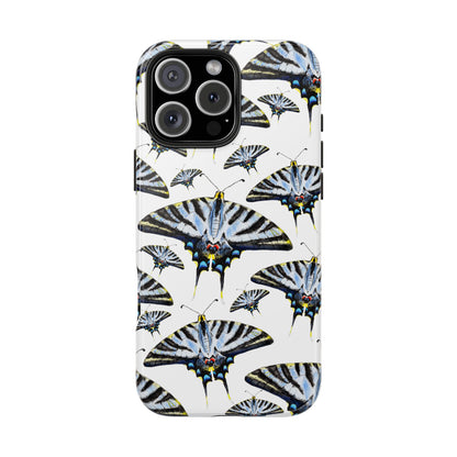 Light Blue Swallowtail Butterflies Watercolor Illustrated Pale Blue Tough Phone Case | Various Models iPhone 16 Pro Max