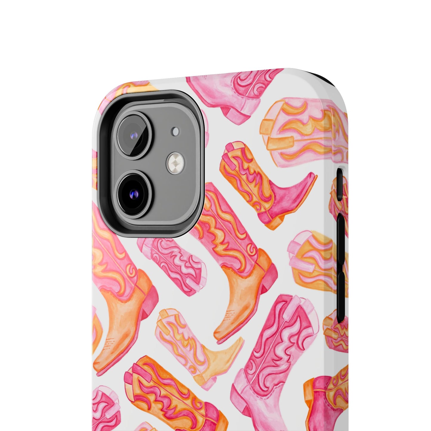 Tossed Hot Pink & Orange Cowboy Boots Tough Phone Cases | Various Models Available
