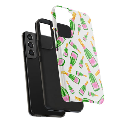 Copy of Tossed Pink and Green Watercolor Illustrated Champagne Bottles Pattern Tough Phone Case | Various Models
