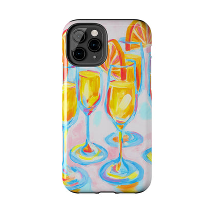 Pink Orange Mimosas Blue Champagne Flutes Abstract Acrylic Tough Phone Case | Various Models