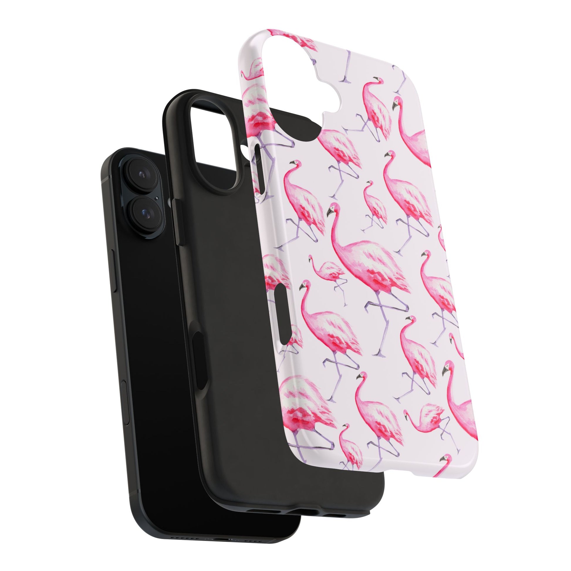 Pink Flamingos Watercolor Illustrated Tossed Pattern Blush Phone Case | Various Models