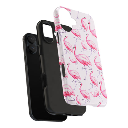 Pink Flamingos Watercolor Illustrated Tossed Pattern Blush Phone Case | Various Models