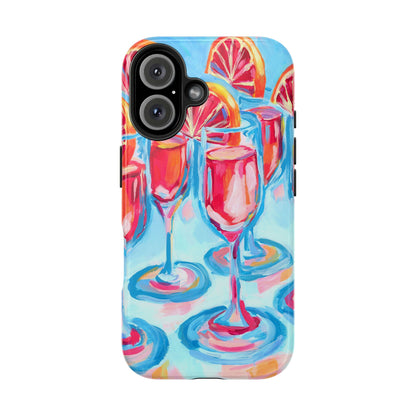 Pink Blood Orange Mimosas Blue Champagne Flute Acrylic Tough Phone Case | Various Models Available
