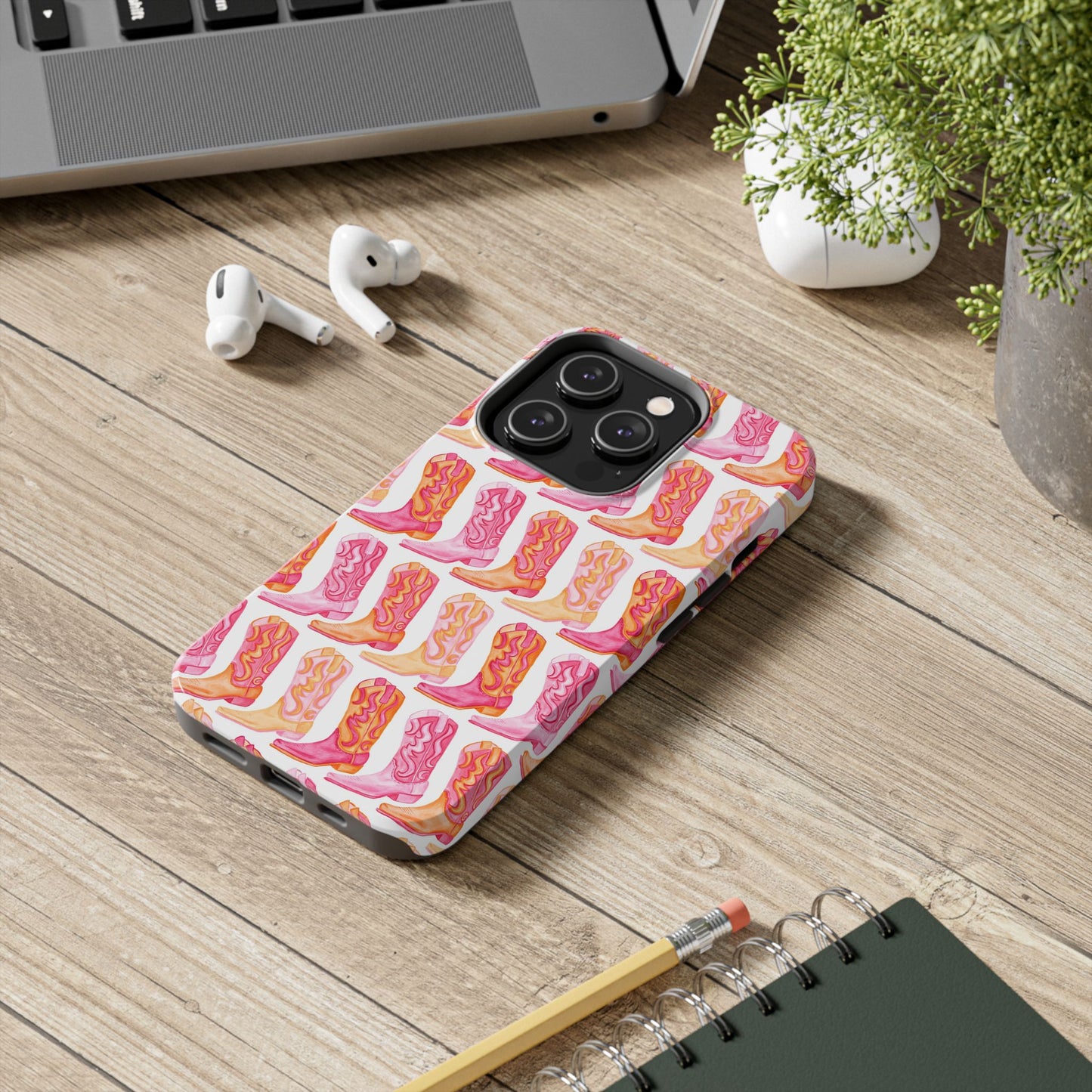 Rows of Hot Pink & Orange Cowboy Boots Tough Phone Cases | Various Models Available