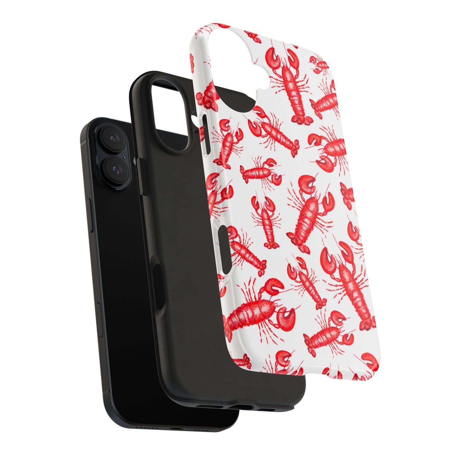 Watercolor Red Lobster Coastal Illustrated Patterned Tough Phone Case | Various Models