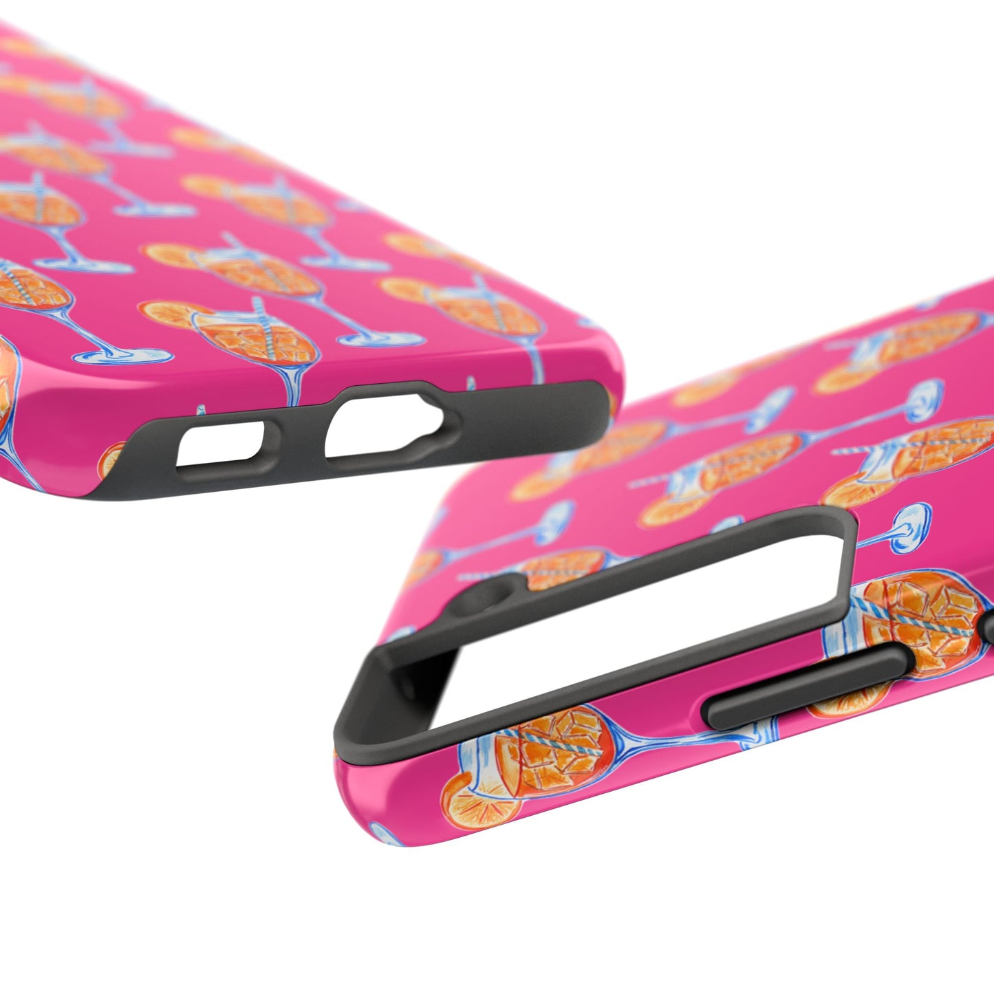 Orange & Blue Aperol Spritz Watercolor Pattern Hot Pink Phone Case | Various Models