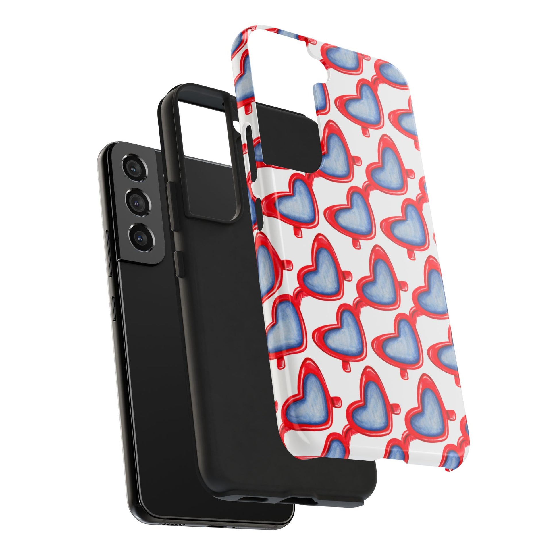 Red Heart Shaped Sunglasses Watercolor Illustrated Tough Phone Case | Various Models
