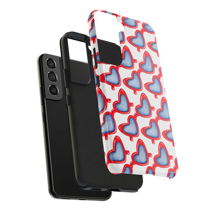 Red Heart Shaped Sunglasses Watercolor Illustrated Tough Phone Case | Various Models