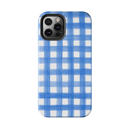 Blue Gingham Watercolor Preppy Tough Phone Case | Various models