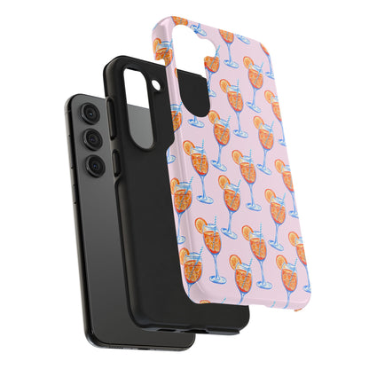 Orange & Blue Aperol Spritz Watercolor Patterned Blush Pink Tough Phone Case | Various Models