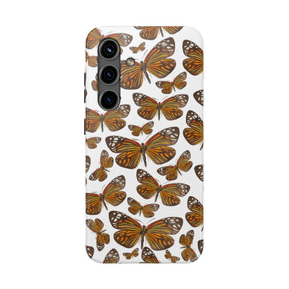 Black & Orange Butterfly Watercolor Illustrated Tossed Pattern Tough Phone Case | Various Models Samsung Galaxy S24