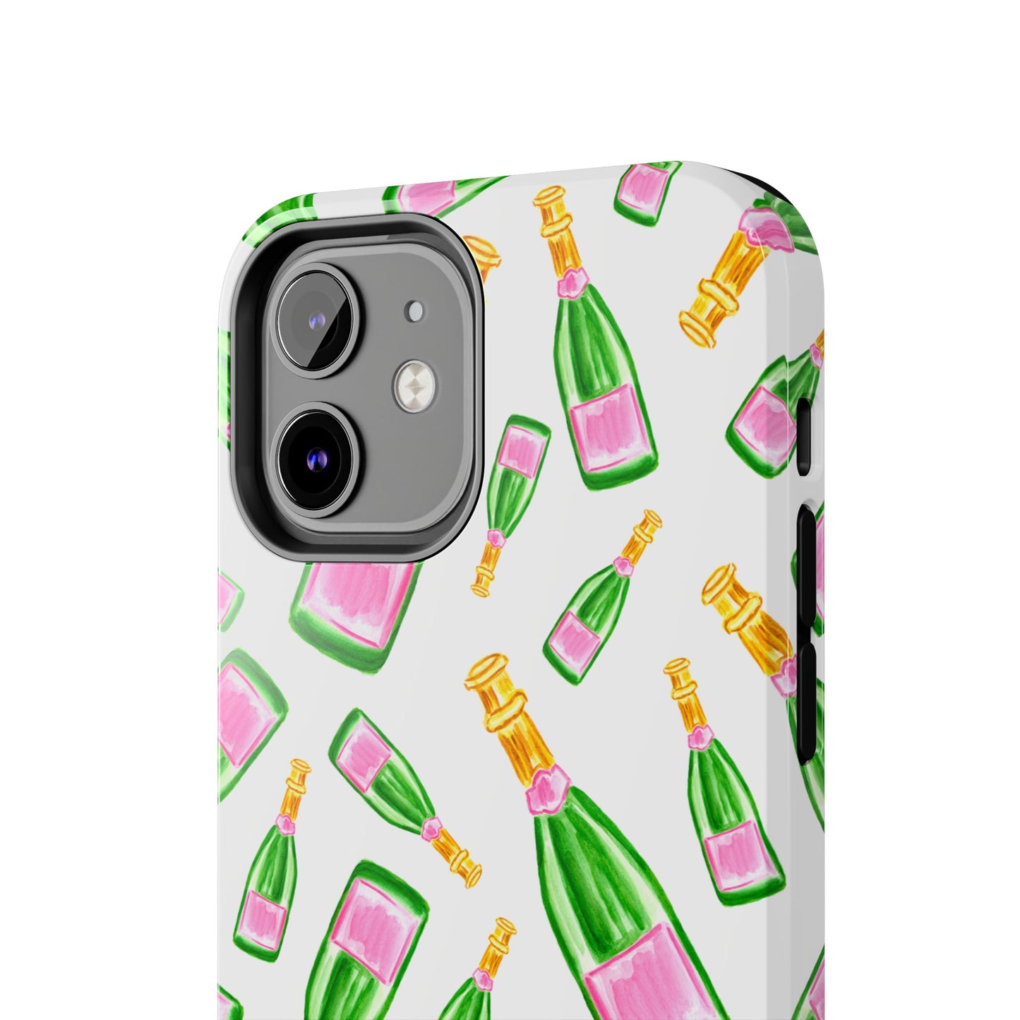 Copy of Tossed Pink and Green Watercolor Illustrated Champagne Bottles Pattern Tough Phone Case | Various Models