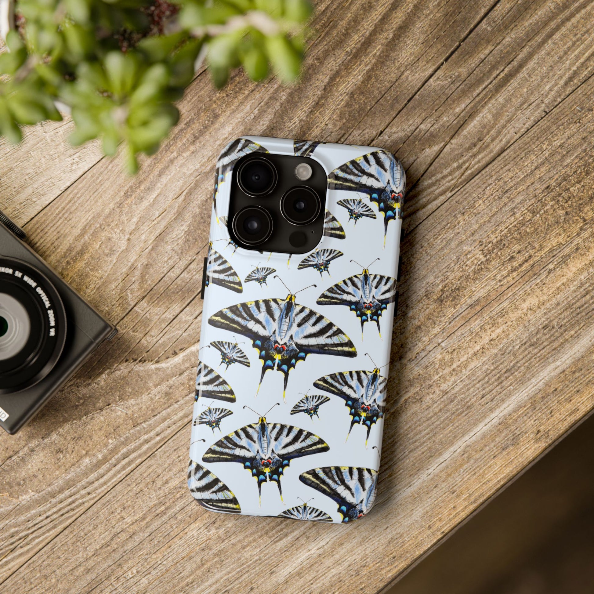 Light Blue Swallowtail Butterflies Watercolor Illustrated Pale Blue Tough Phone Case | Various Models