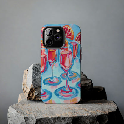 Pink Blood Orange Mimosas Blue Champagne Flute Acrylic Tough Phone Case | Various Models Available