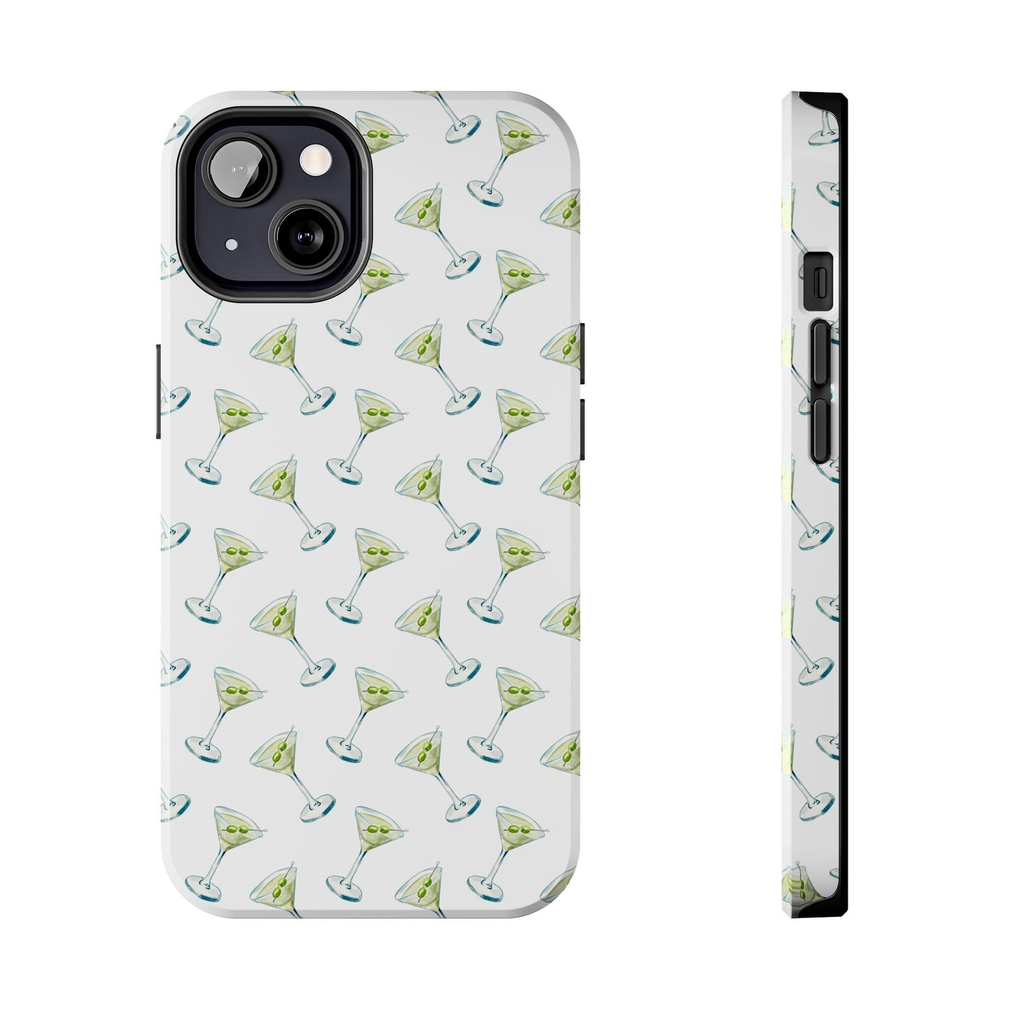 Martini Watercolor Illustrated Tossed Pattern Tough Phone Case | Various Models Available iPhone 13