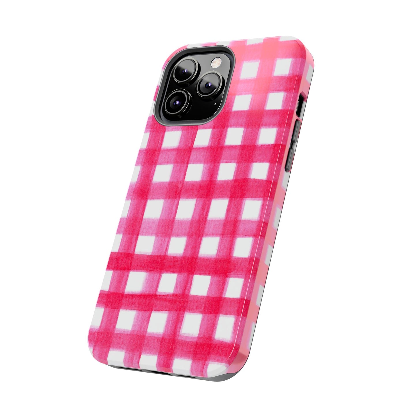 Hot Pink Gingham Watercolor Preppy Tough Phone Case | Various models