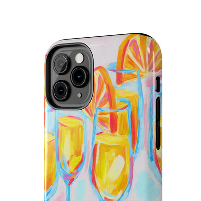 Pink Orange Mimosas Blue Champagne Flutes Abstract Acrylic Tough Phone Case | Various Models
