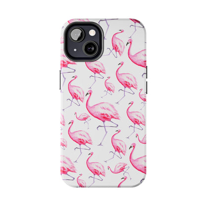 Hot Pink Flamingos Watercolor Illustrated Tossed Pattern Phone Case | Various Models
