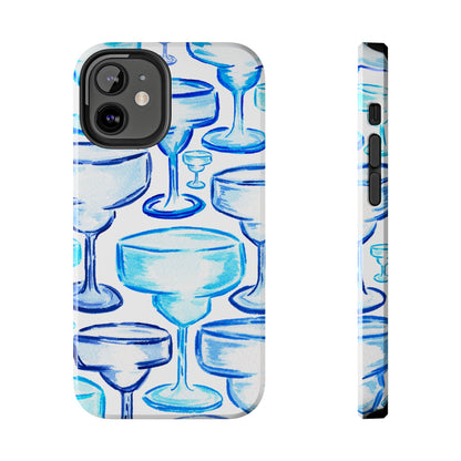 Coastal Shades of Blue Watercolor Margaritas Tough Phone Case | Various Models Available iPhone 12 Mini