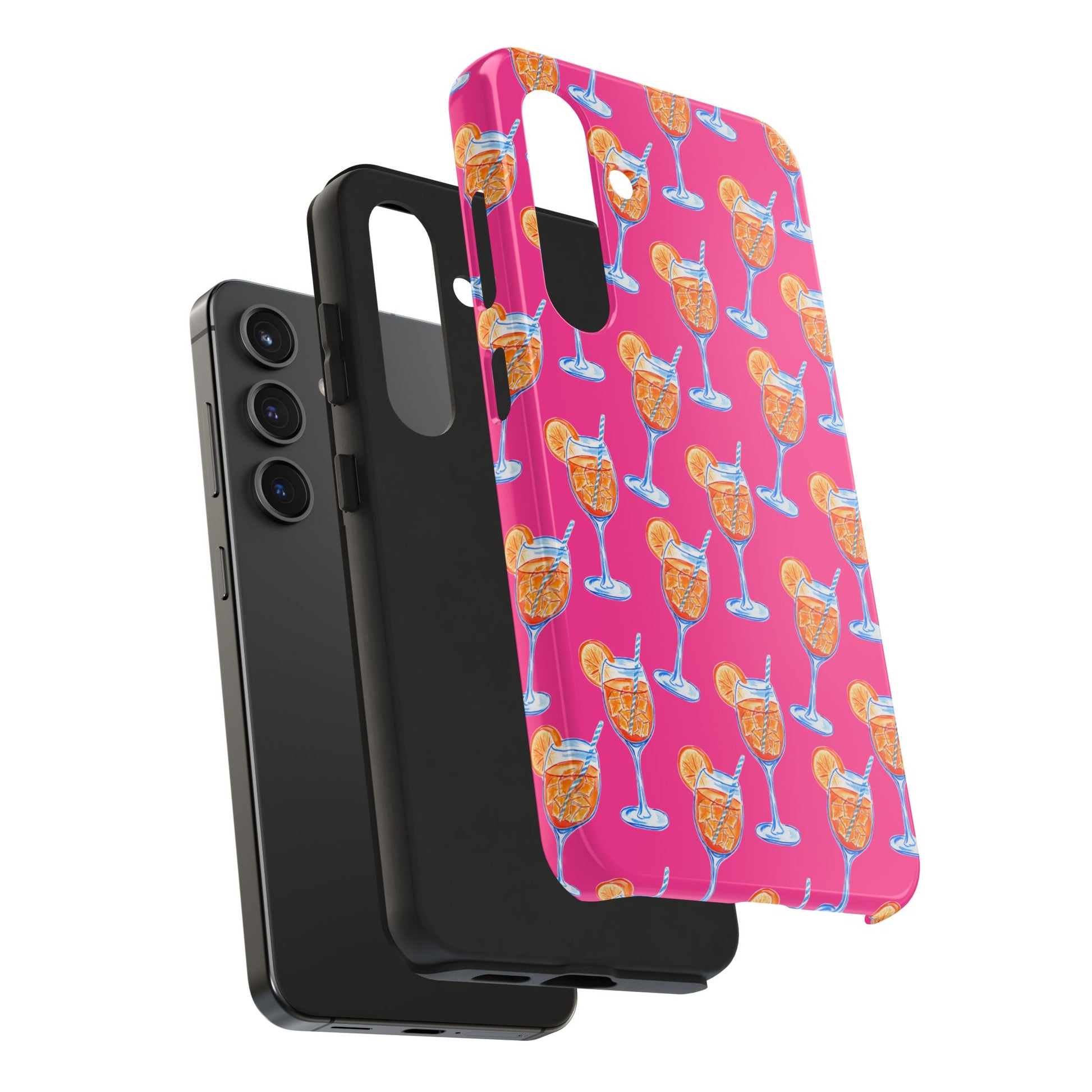 Orange & Blue Aperol Spritz Watercolor Pattern Hot Pink Phone Case | Various Models