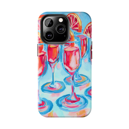 Pink Blood Orange Mimosas Blue Champagne Flute Acrylic Tough Phone Case | Various Models Available
