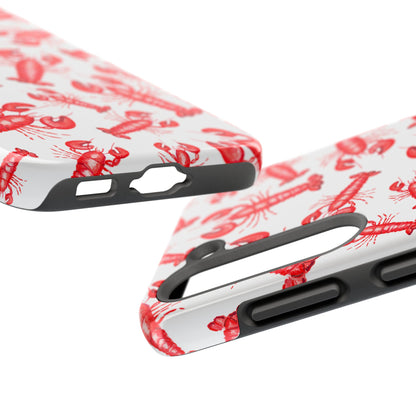 Watercolor Red Lobster Coastal Illustrated Patterned Tough Phone Case | Various Models