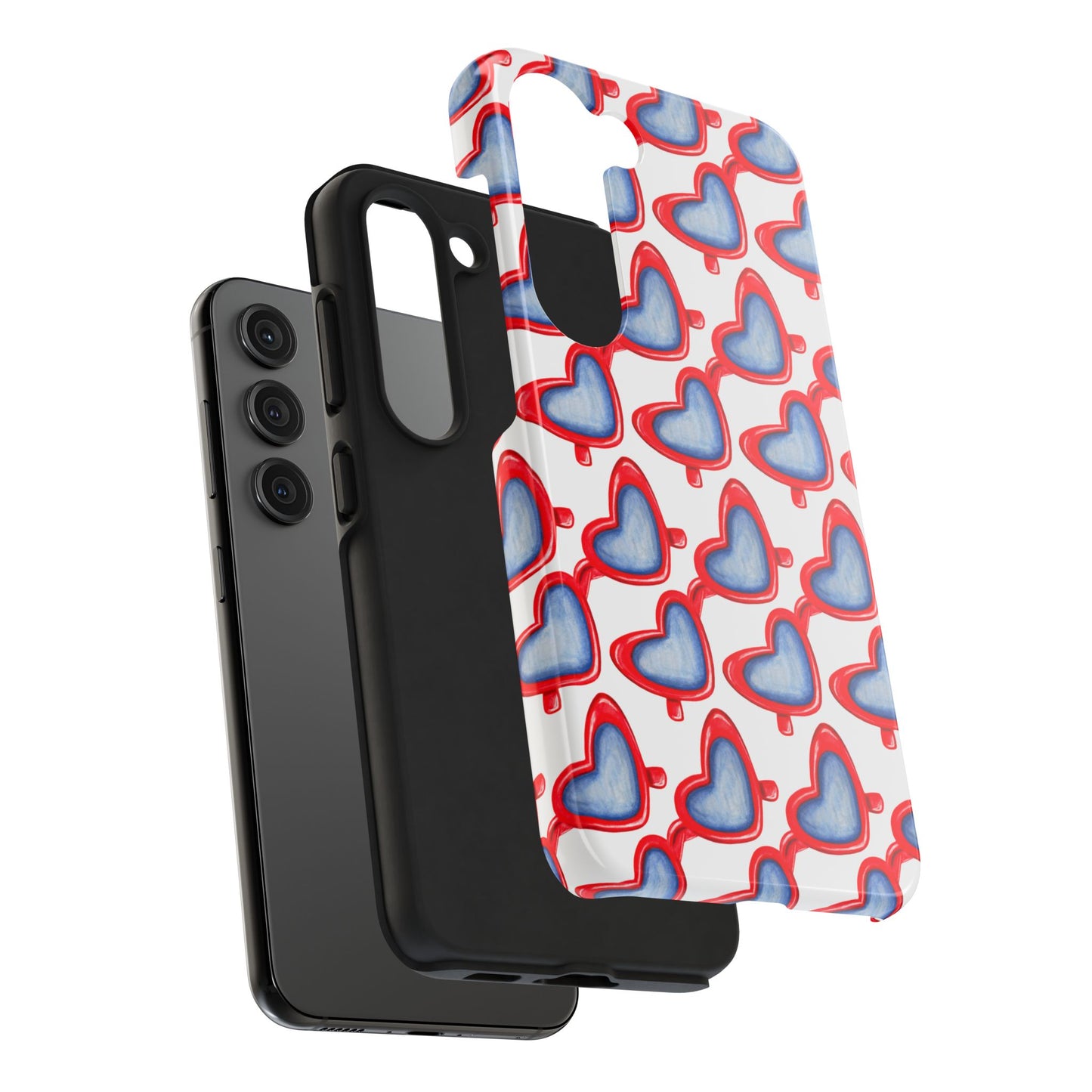 Red Heart Shaped Sunglasses Watercolor Illustrated Tough Phone Case | Various Models