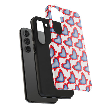 Red Heart Shaped Sunglasses Watercolor Illustrated Tough Phone Case | Various Models