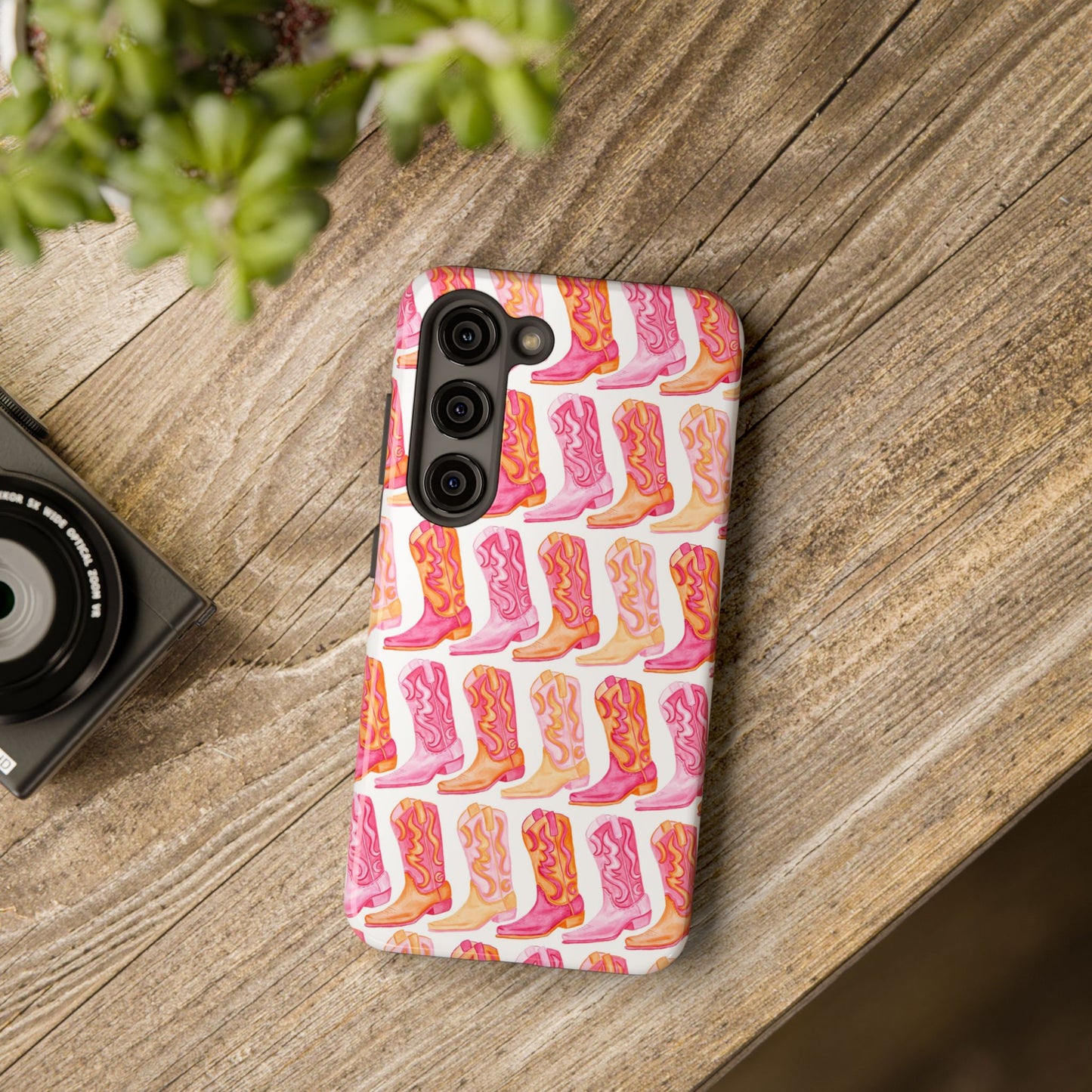 Rows of Hot Pink & Orange Cowboy Boots Tough Phone Cases | Various Models Available