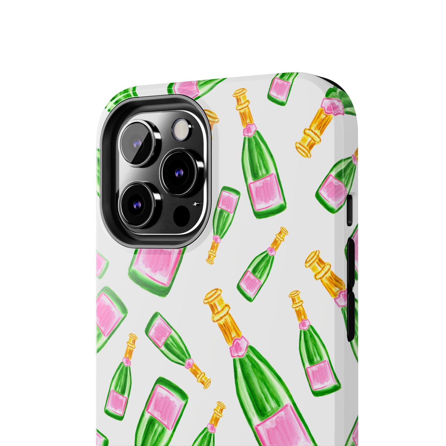 Copy of Tossed Pink and Green Watercolor Illustrated Champagne Bottles Pattern Tough Phone Case | Various Models