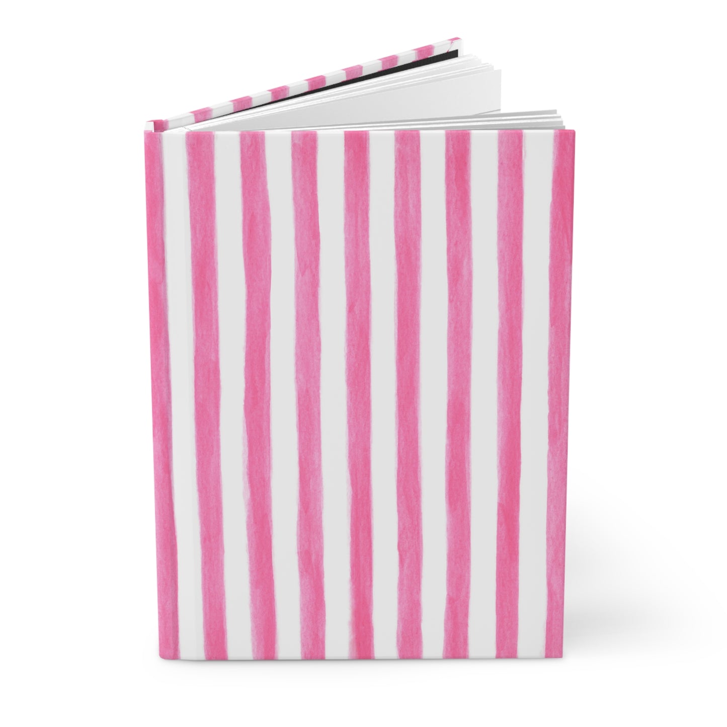 Pink Watercolor Stripes Illustrated Hardcover Journal Matte 8"x 5.75"
