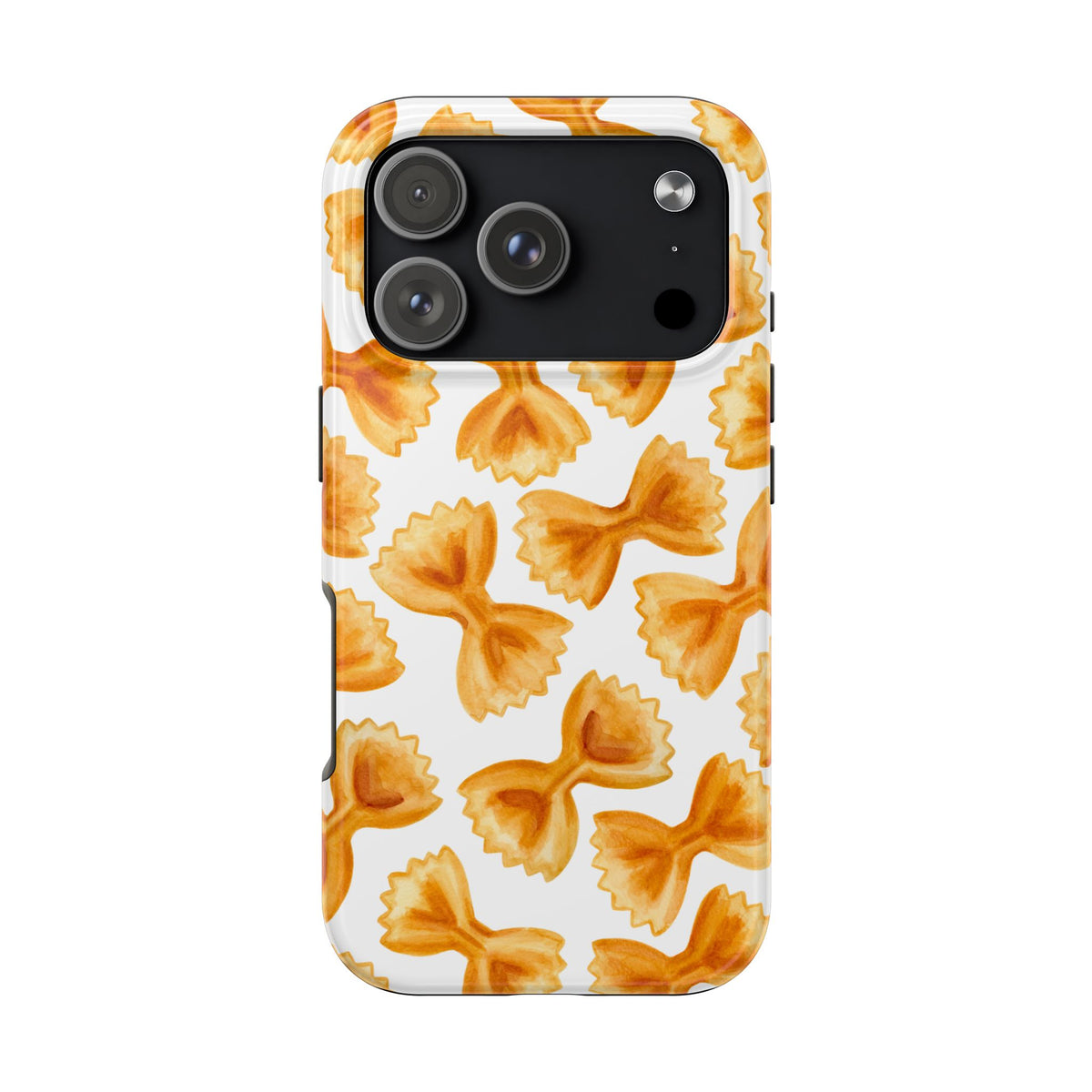 Tossed Farfalle Bow Tie Pasta Watercolor Illustrated White Tough Phone Case | Various Models iPhone 17 Pro