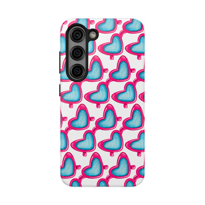 Pink Heart Shaped Sunglasses Watercolor Illustrated Tough Phone Case | Various Models Samsung Galaxy S23