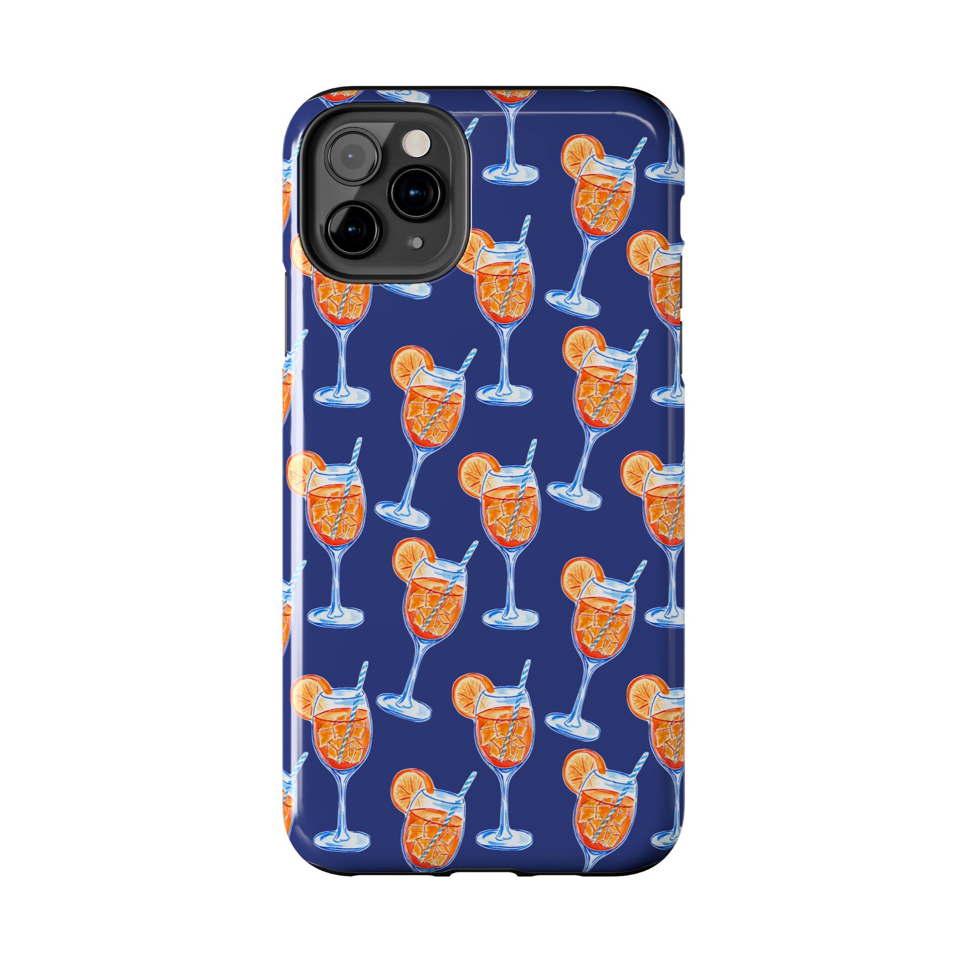Orange & Blue Aperol Spritz Watercolor Pattern Navy Tough Case | Various Models
