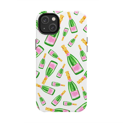 Copy of Tossed Pink and Green Watercolor Illustrated Champagne Bottles Pattern Tough Phone Case | Various Models