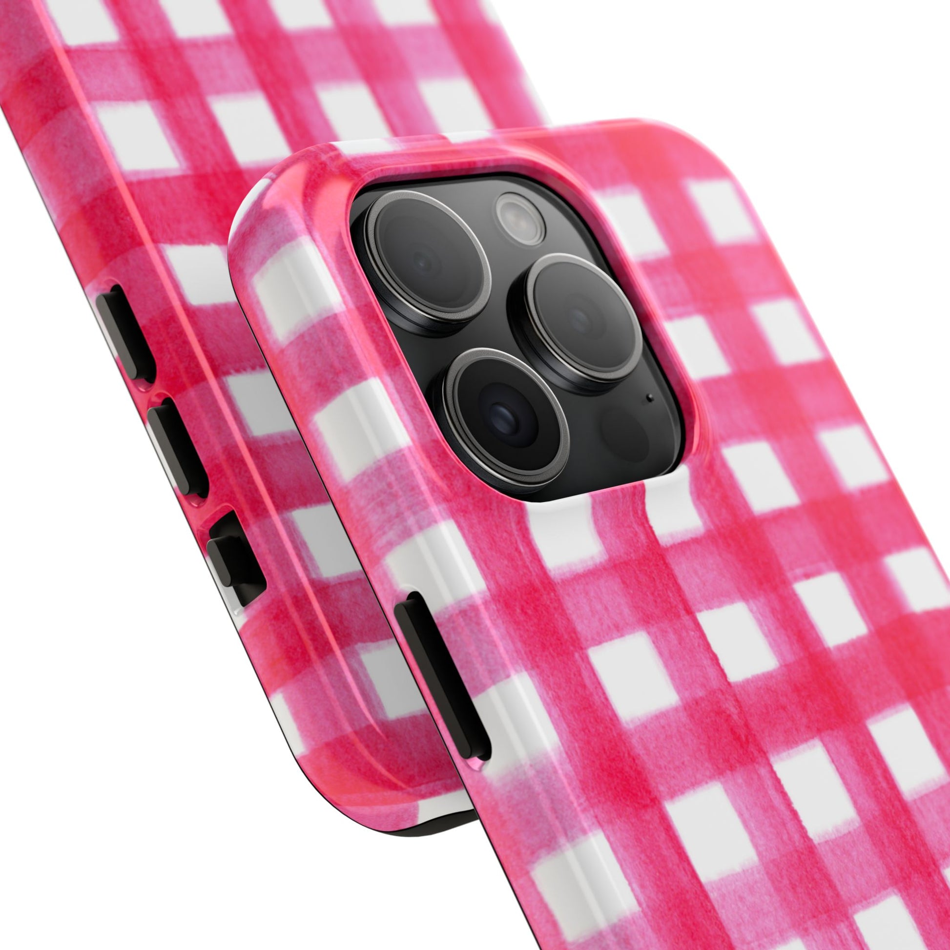 Hot Pink Gingham Watercolor Preppy Tough Phone Case | Various models
