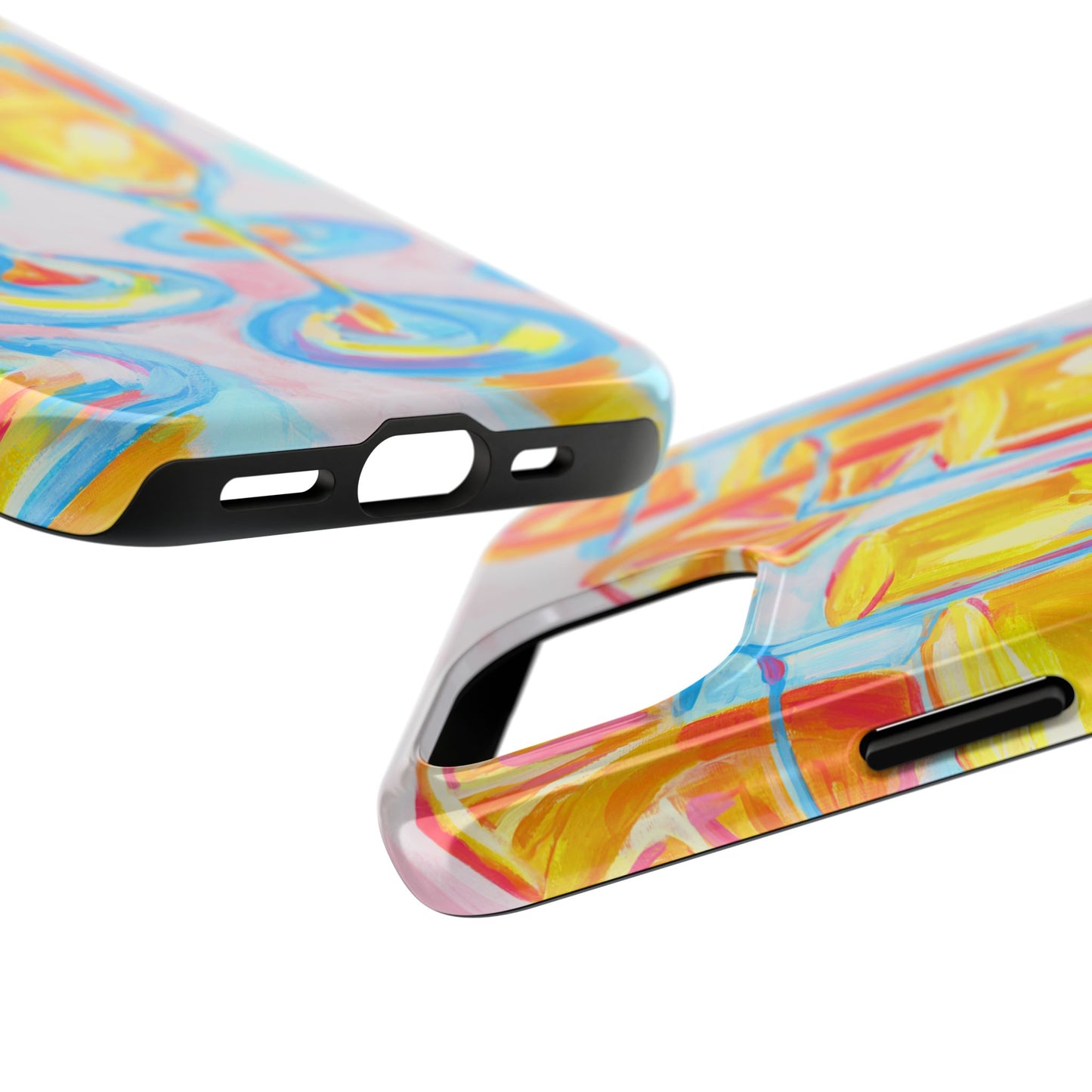 Pink Orange Mimosas Blue Champagne Flutes Abstract Acrylic Tough Phone Case | Various Models
