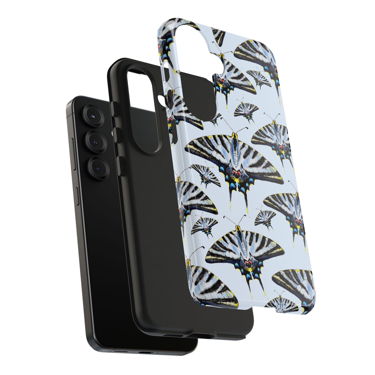 Light Blue Swallowtail Butterflies Watercolor Illustrated Pale Blue Tough Phone Case | Various Models