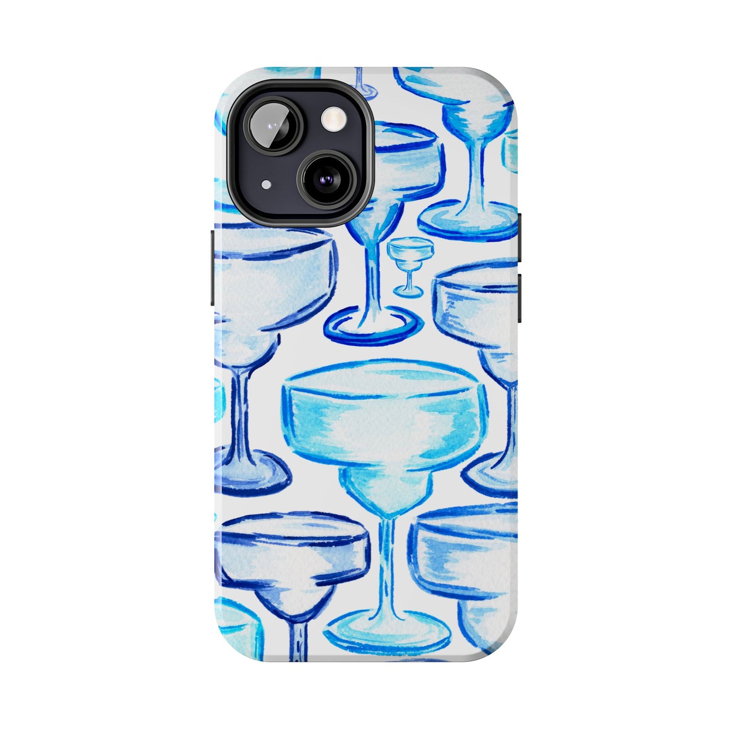 Coastal Shades of Blue Watercolor Margaritas Tough Phone Case | Various Models Available