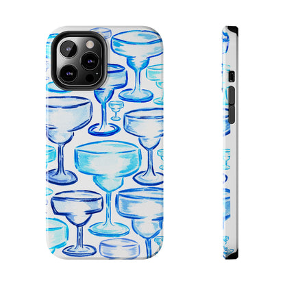 Coastal Shades of Blue Watercolor Margaritas Tough Phone Case | Various Models Available iPhone 12 Pro Max
