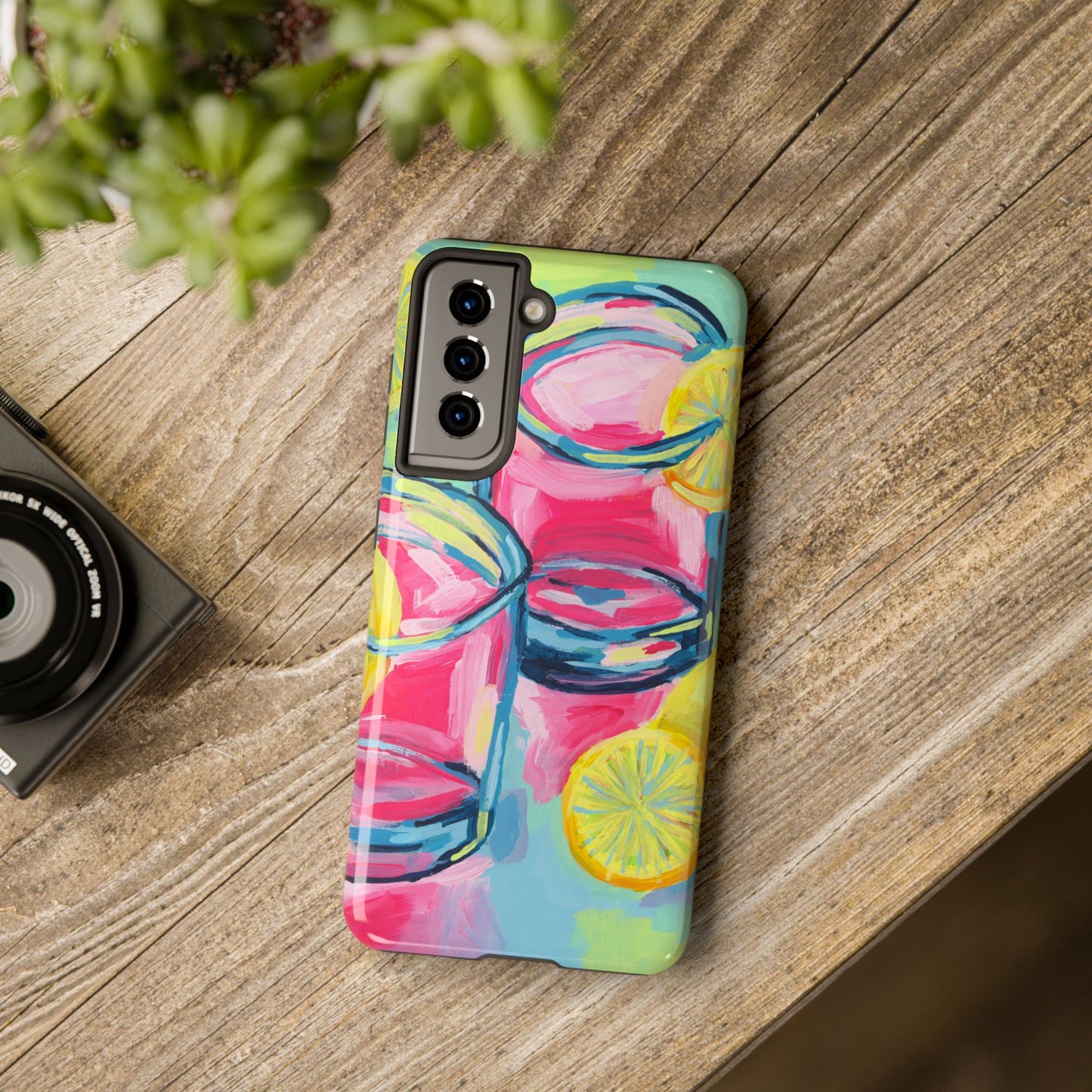 Pink Lemonade Abstract Acrylic Cocktails Tough Phone Case | Various Models Available
