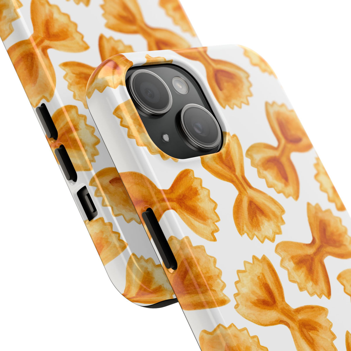 Tossed Farfalle Bow Tie Pasta Watercolor Illustrated White Tough Phone Case | Various Models