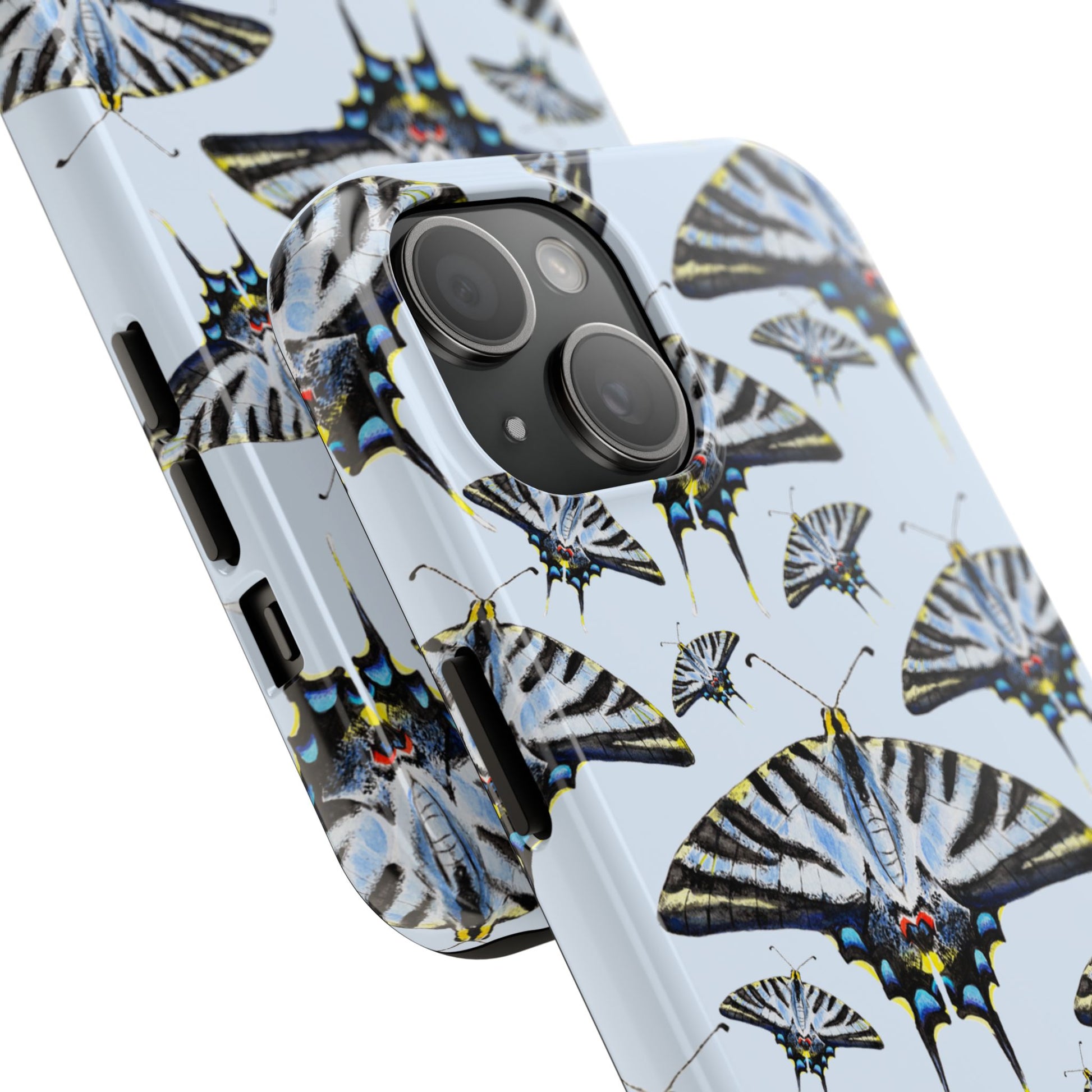Light Blue Swallowtail Butterflies Watercolor Illustrated Pale Blue Tough Phone Case | Various Models