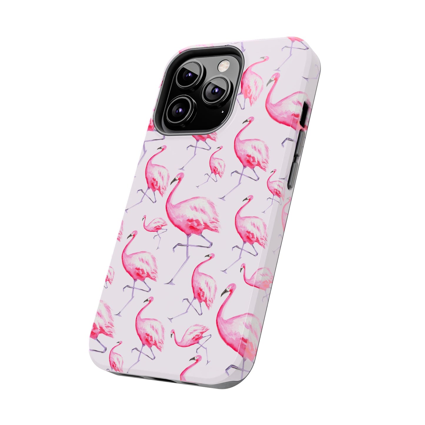Pink Flamingos Watercolor Illustrated Tossed Pattern Blush Phone Case | Various Models
