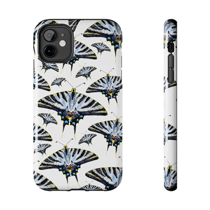 Light Blue Swallowtail Butterflies Watercolor Illustrated Pale Blue Tough Phone Case | Various Models iPhone 11