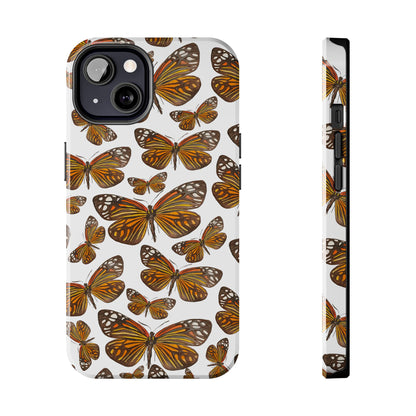 Black & Orange Butterfly Watercolor Illustrated Tossed Pattern Tough Phone Case | Various Models iPhone 13