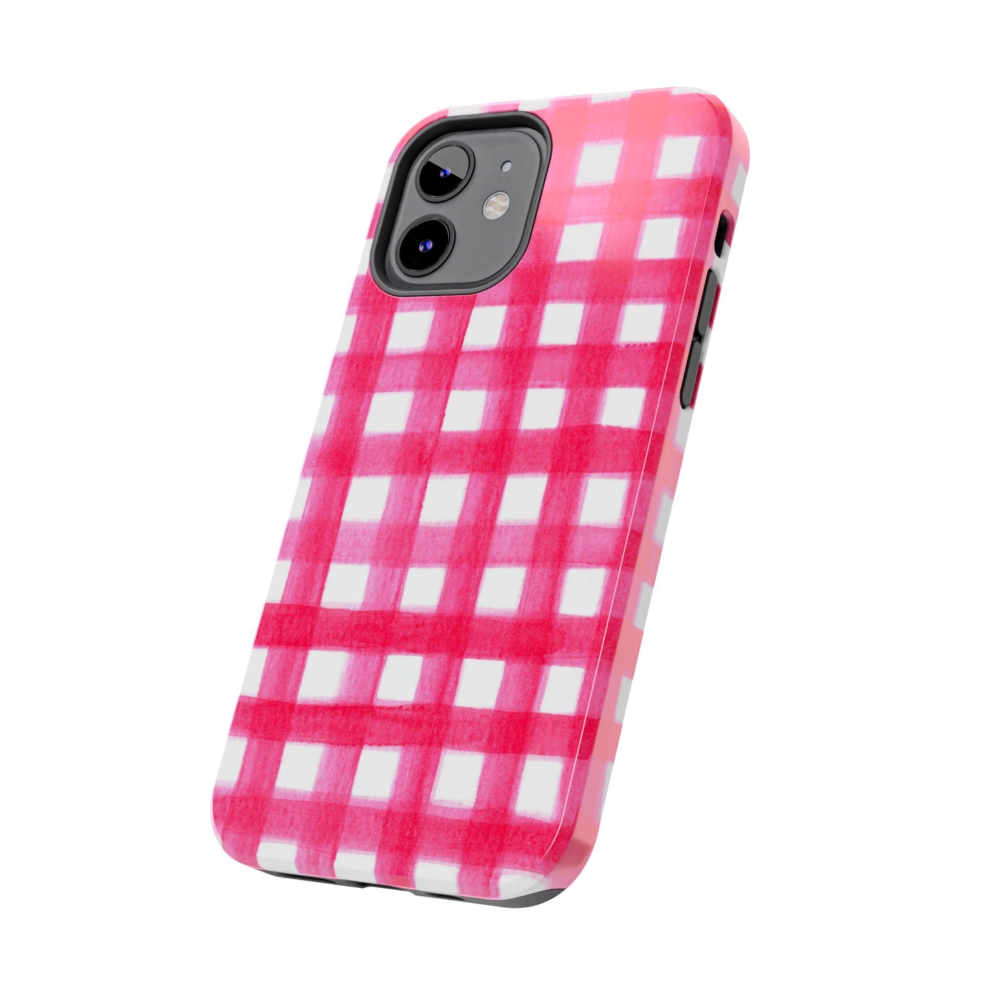Hot Pink Gingham Watercolor Preppy Tough Phone Case | Various models