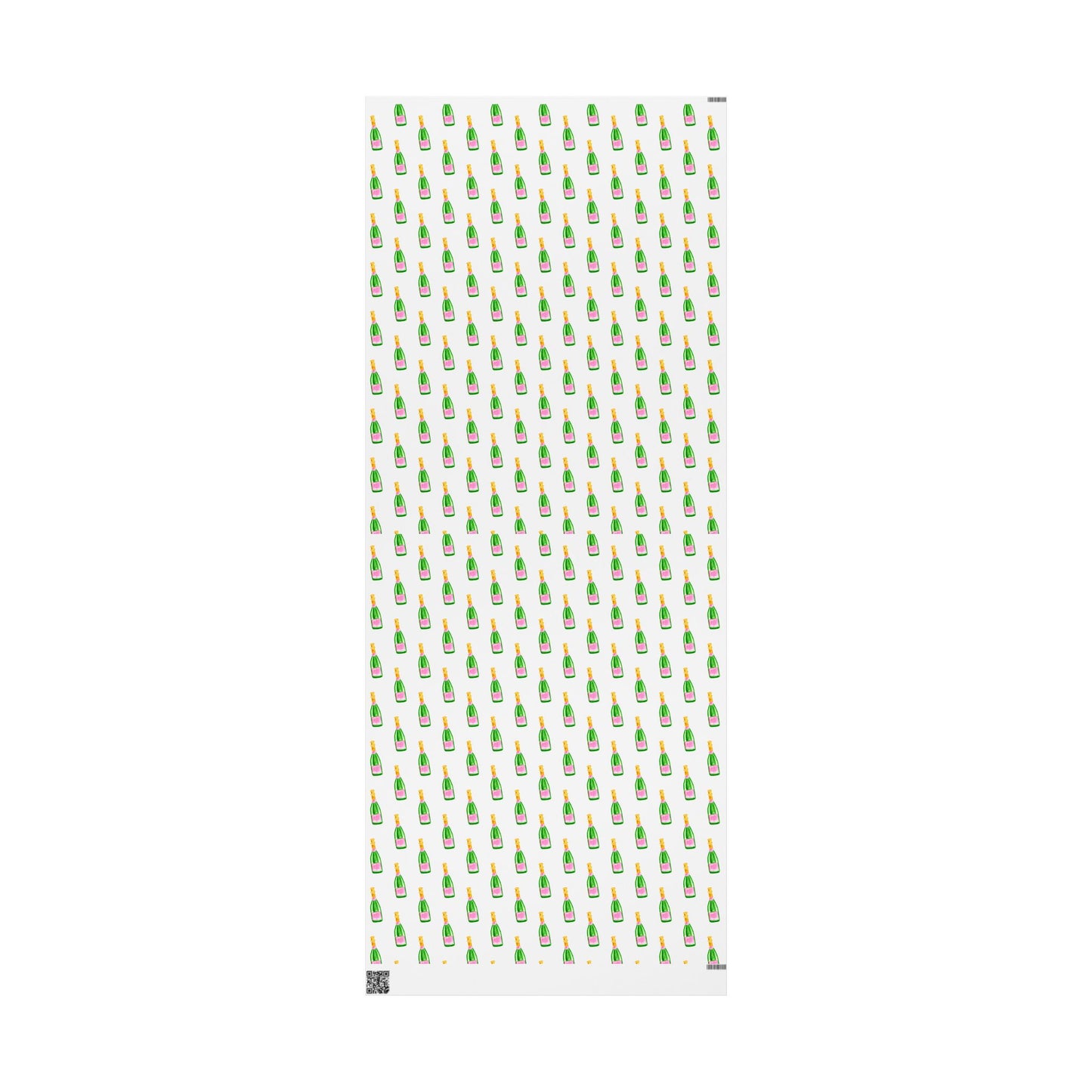 Gift Wrap | White Watercolor Pink & Green Champagne Bottles Pattern | Matte or Glossy 30" x 72" Matte