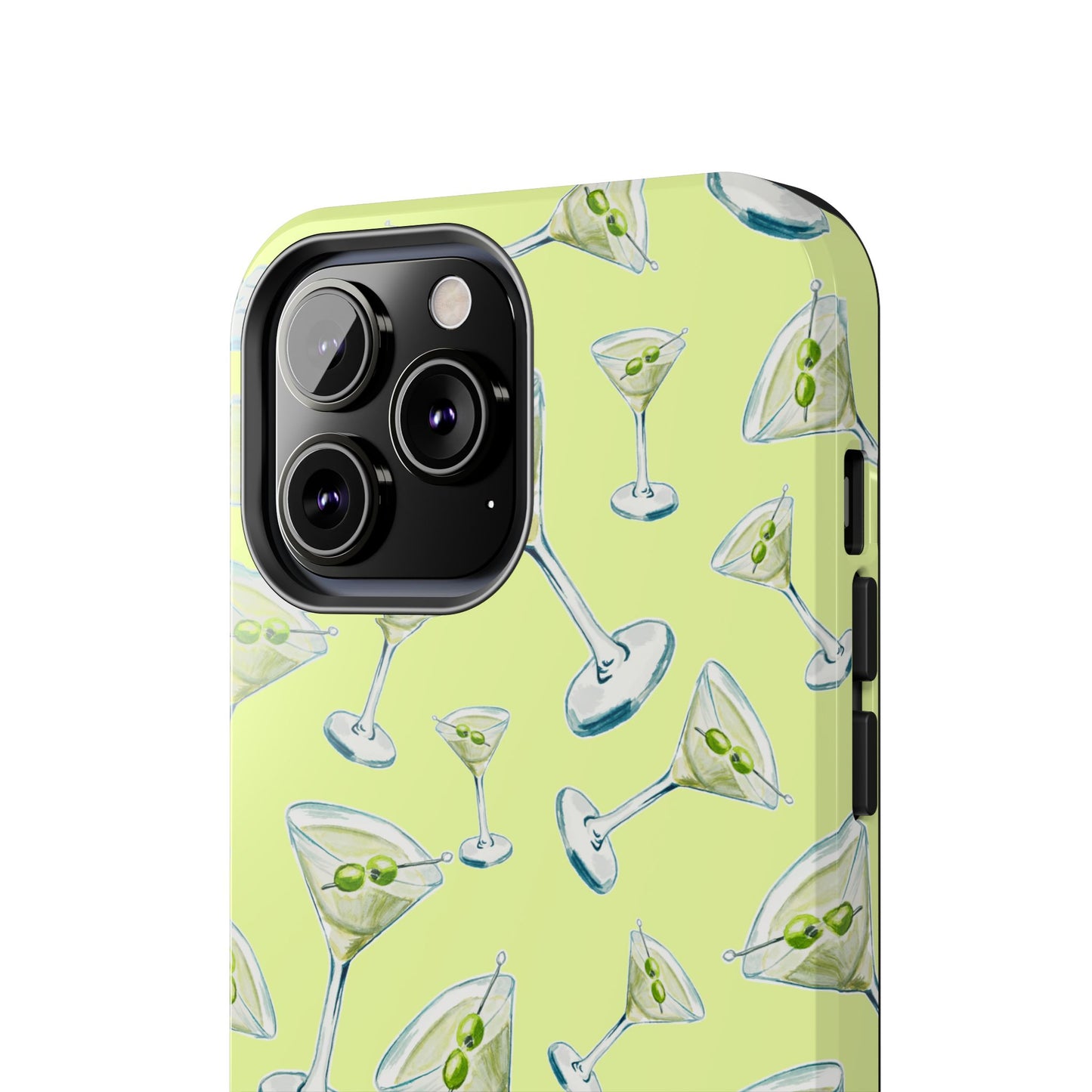 Watercolor Blue and Green Martinis Tossed Illustrated Pattern Yellow Tough Phone Case | Various Models